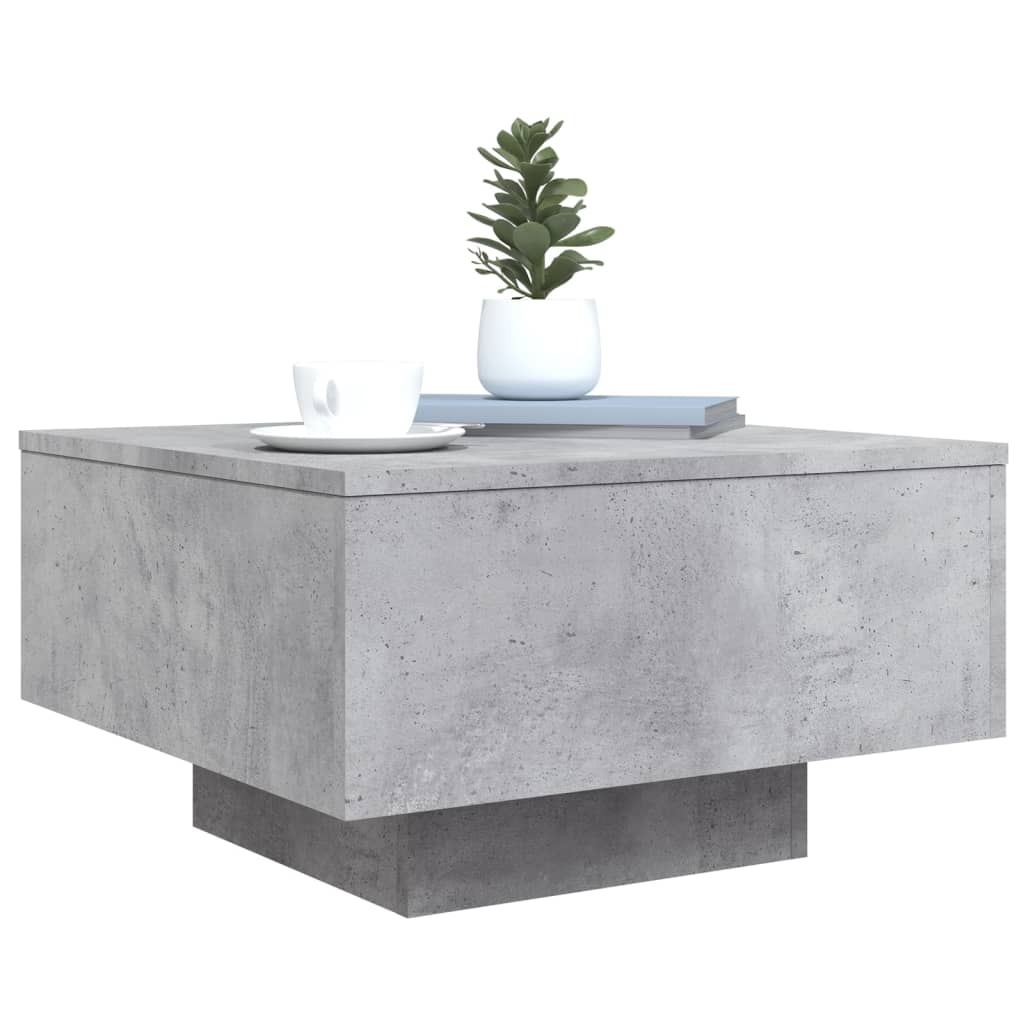 Table basse avec lumières LED gris béton 55x55x31 cm - XIOS