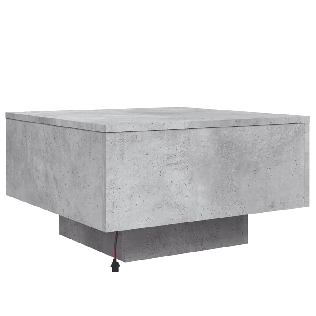 Table basse avec lumières LED gris béton 55x55x31 cm - XIOS
