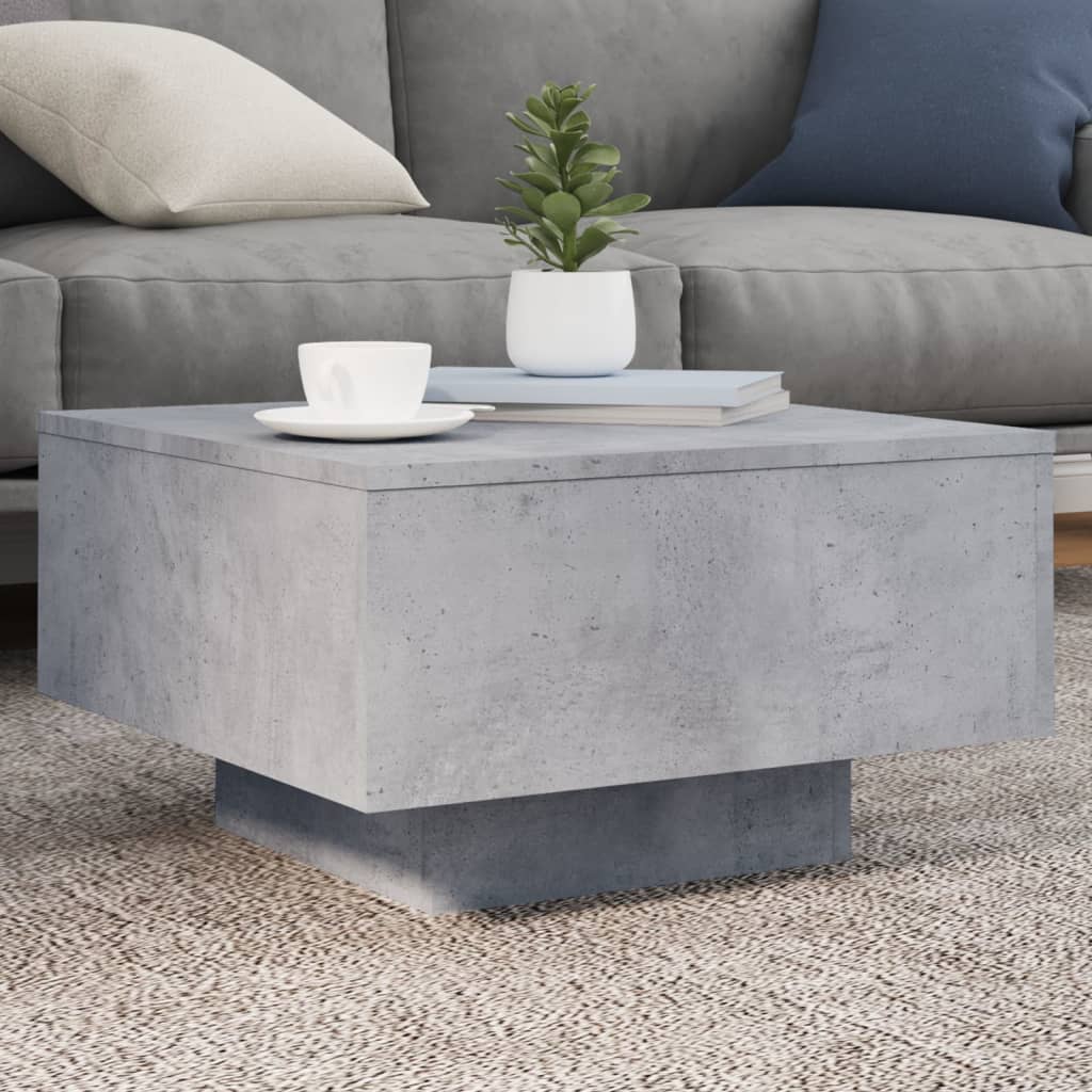 Table basse avec lumières LED gris béton 55x55x31 cm - XIOS
