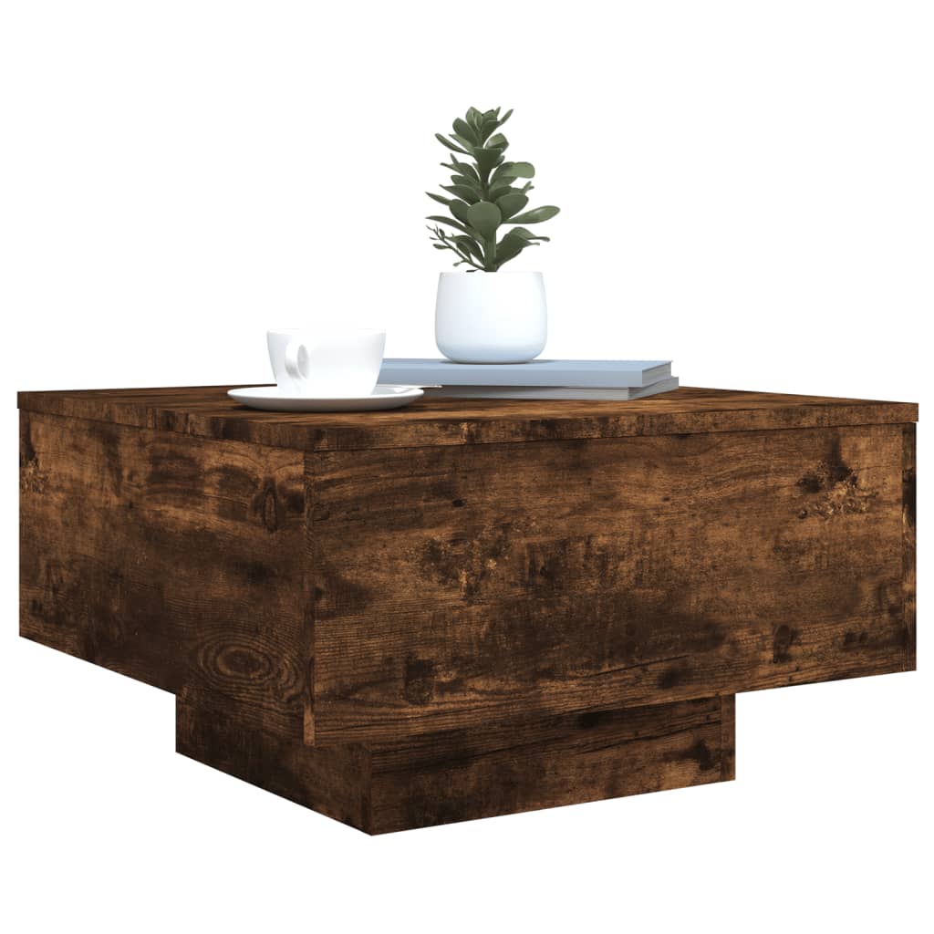 Table basse avec lumières LED chêne fumé 55x55x31 cm - XIOS