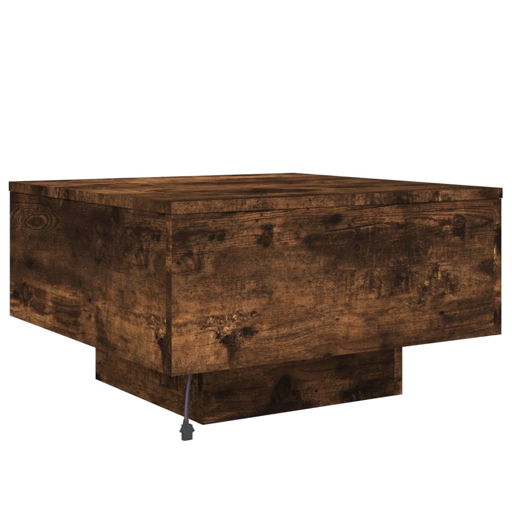 Table basse avec lumières LED chêne fumé 55x55x31 cm - XIOS