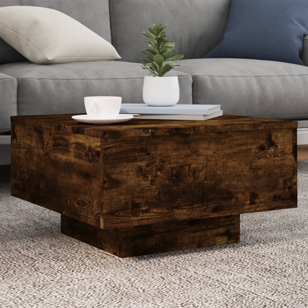 Table basse avec lumières LED chêne fumé 55x55x31 cm - XIOS