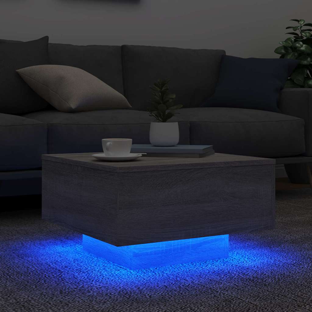 Table basse avec lumières LED sonoma gris 55x55x31 cm - XIOS