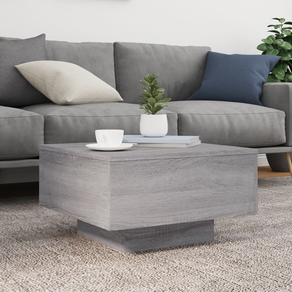 Table basse avec lumières LED sonoma gris 55x55x31 cm - XIOS