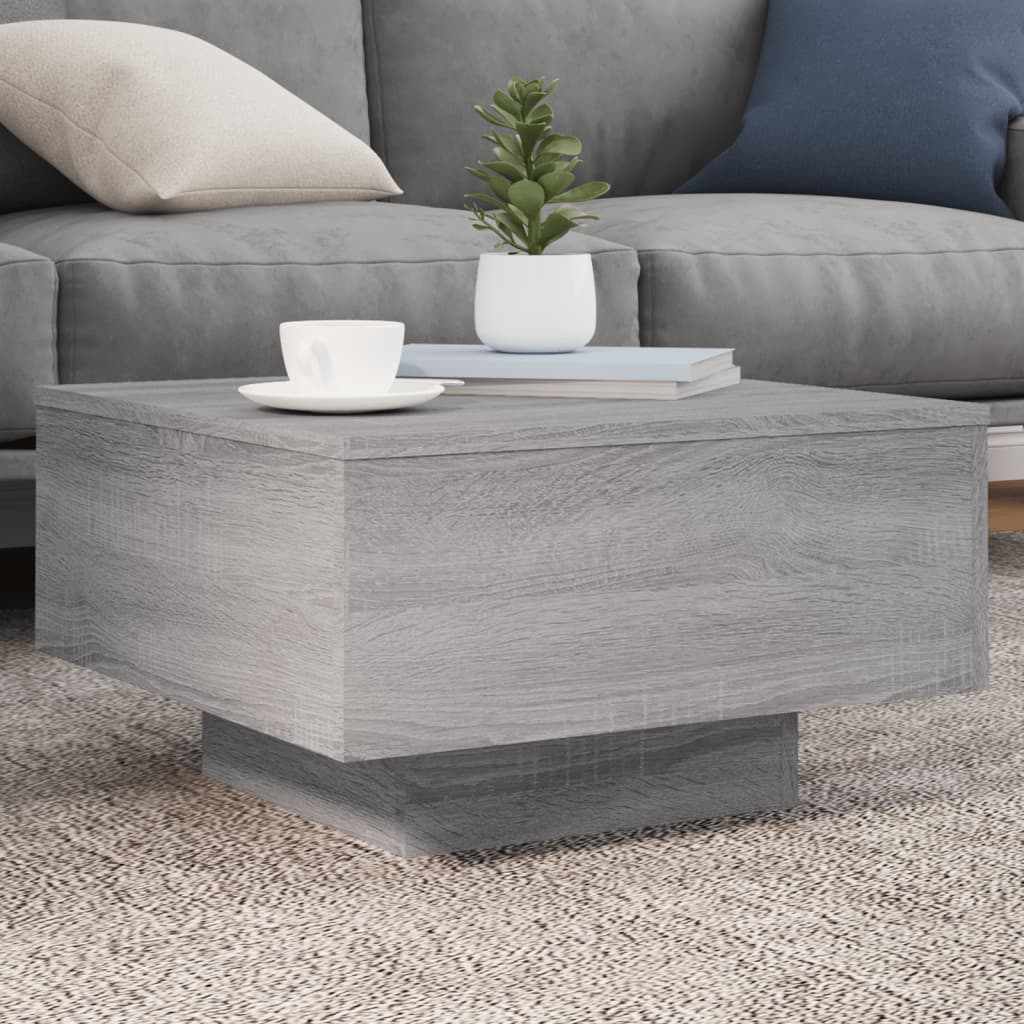 Table basse avec lumières LED sonoma gris 55x55x31 cm - XIOS
