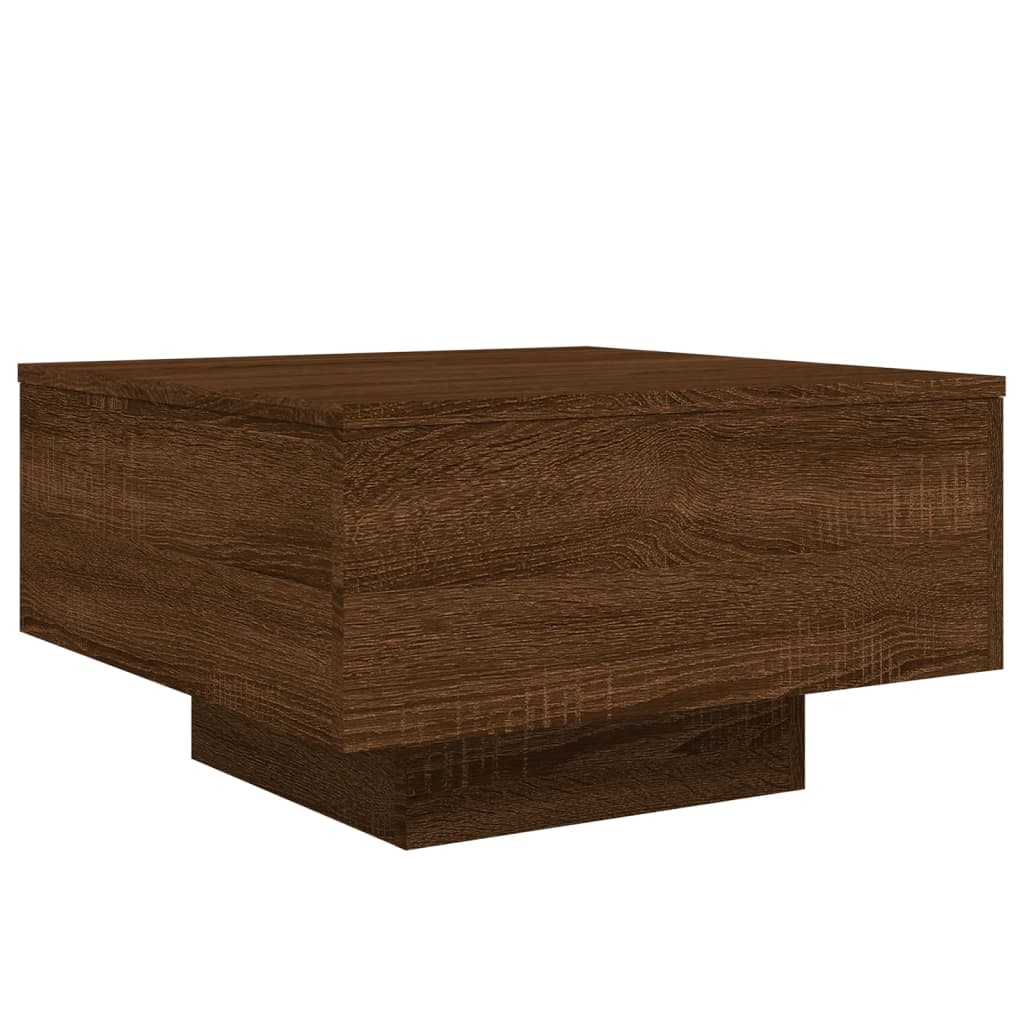 Table basse avec lumières LED chêne marron 55x55x31 cm - XIOS