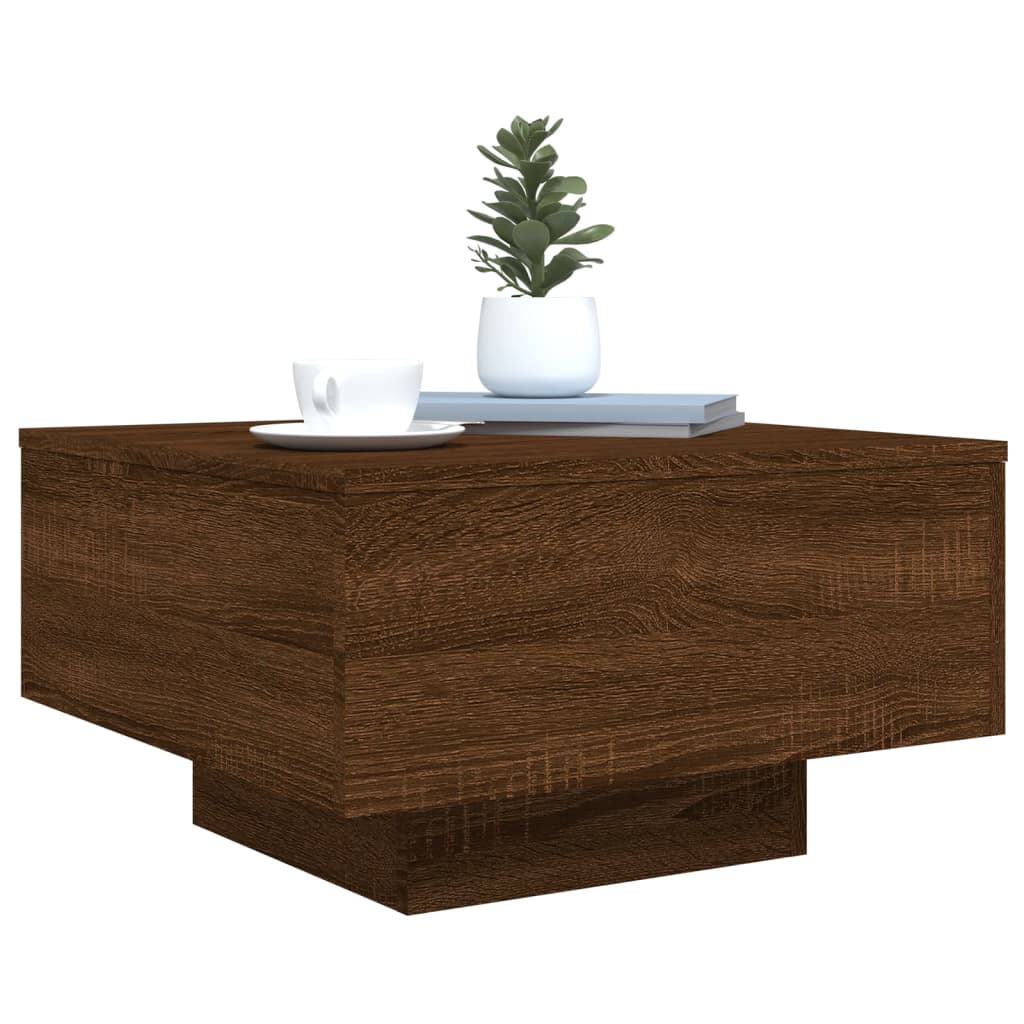 Table basse avec lumières LED chêne marron 55x55x31 cm - XIOS
