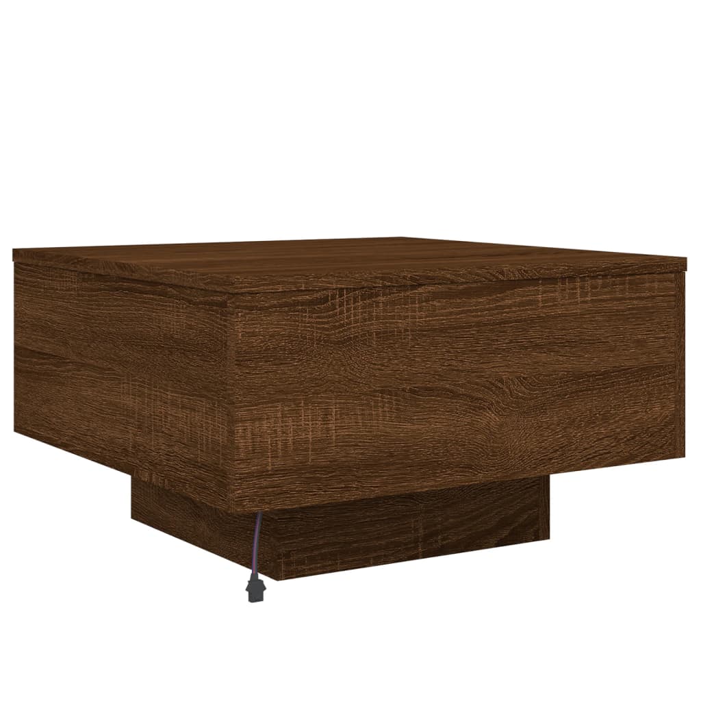 Table basse avec lumières LED chêne marron 55x55x31 cm - XIOS