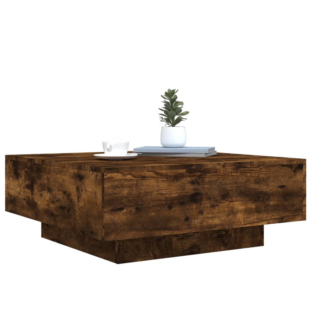 Table basse chêne fumé 80x80x31 cm bois d'ingénierie - XIOS