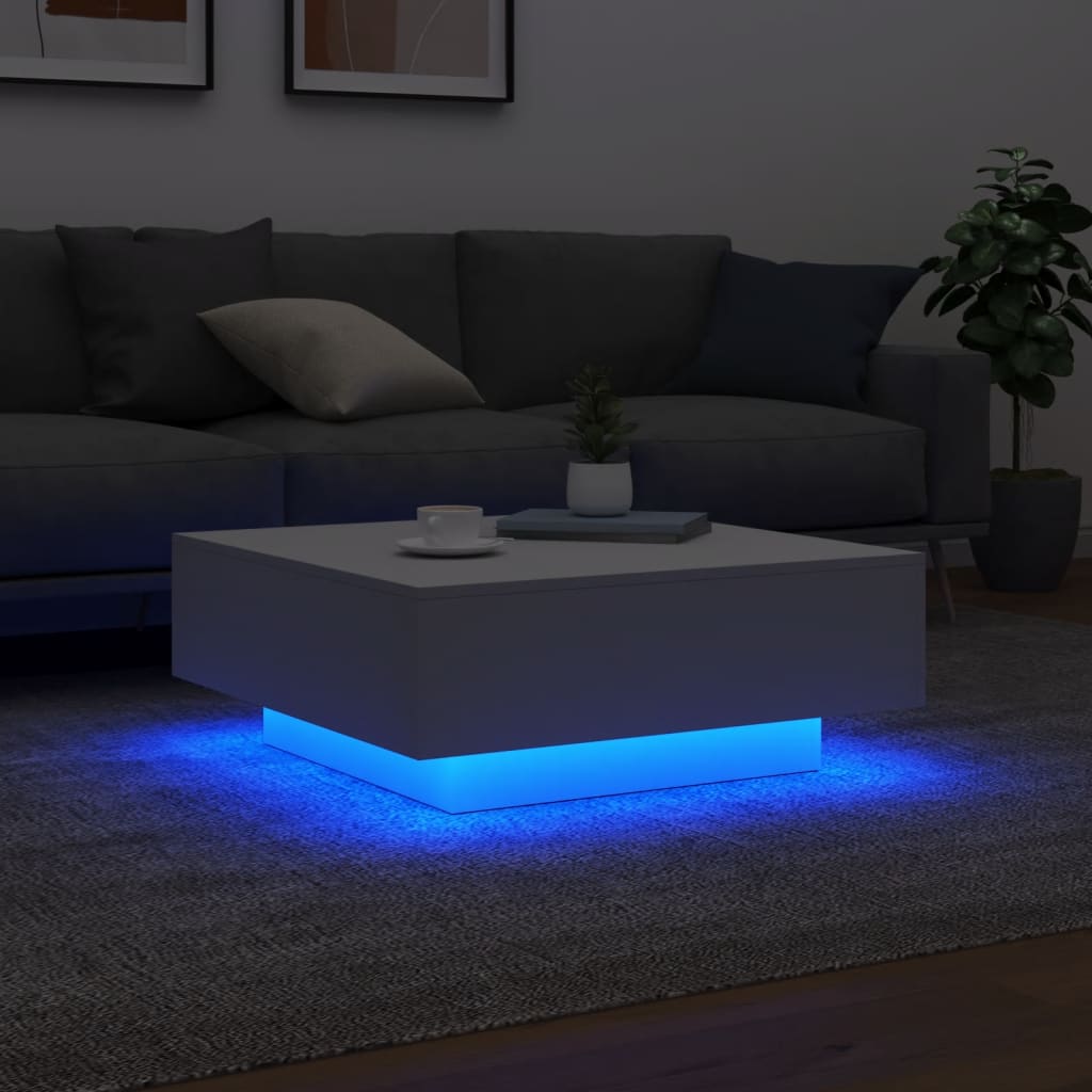 Table basse avec lumières LED blanc 80x80x31 cm - XIOS