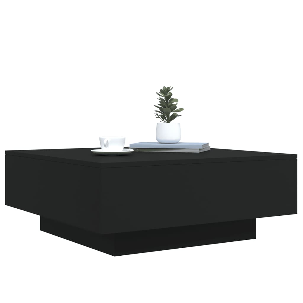 Table basse avec lumières LED noir 80x80x31 cm - XIOS