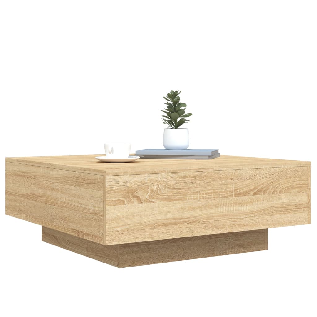 Table basse avec lumières LED chêne sonoma 80x80x31 cm - XIOS