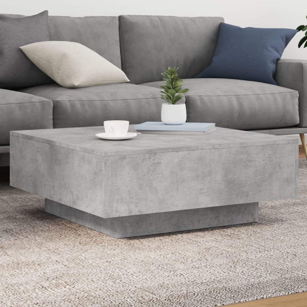 Table basse avec lumières LED gris béton 80x80x31 cm - XIOS