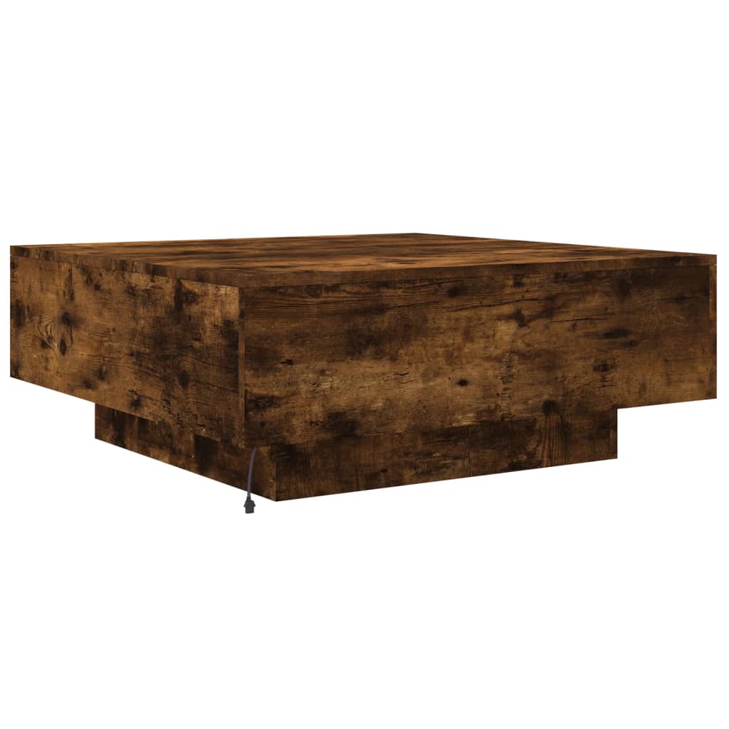 Table basse avec lumières LED chêne fumé 80x80x31 cm - XIOS