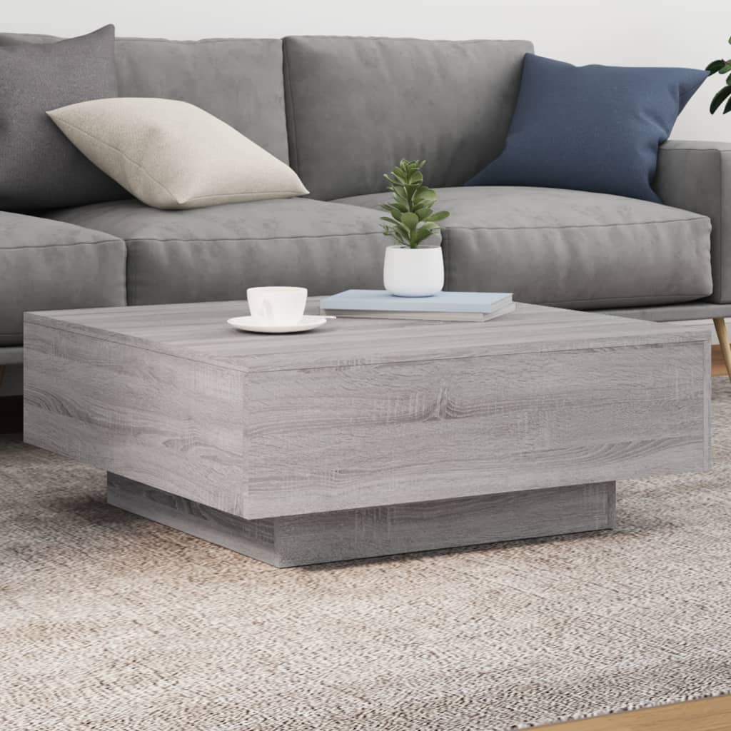 Table basse avec lumières LED sonoma gris 80x80x31 cm - XIOS