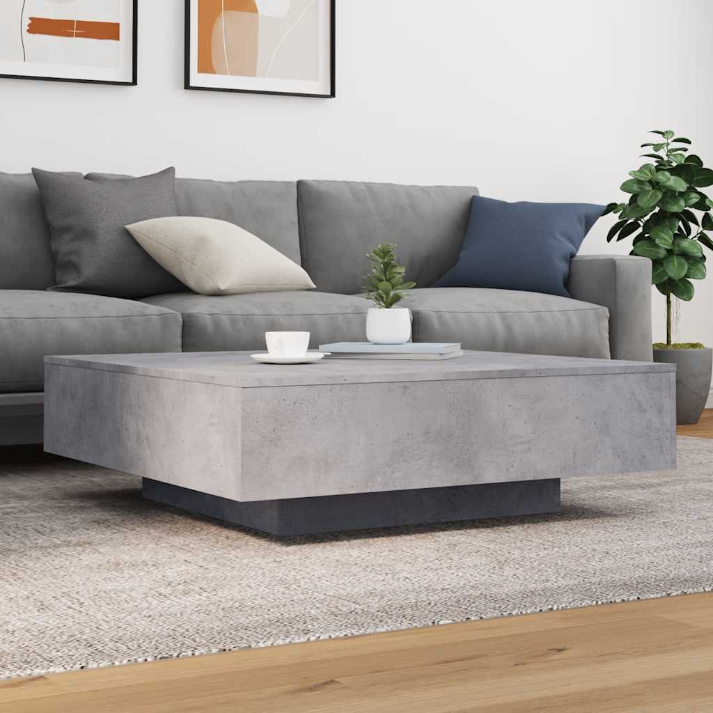 Table basse gris béton 100x100x31 cm bois d'ingénierie - XIOS