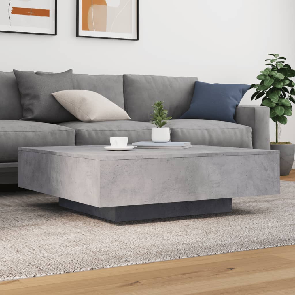 Table basse gris béton 100x100x31 cm bois d'ingénierie - XIOS
