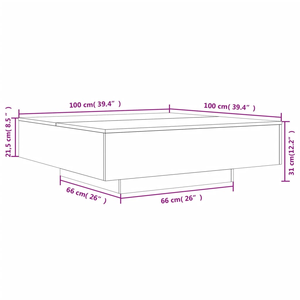 Table basse gris béton 100x100x31 cm bois d'ingénierie - XIOS
