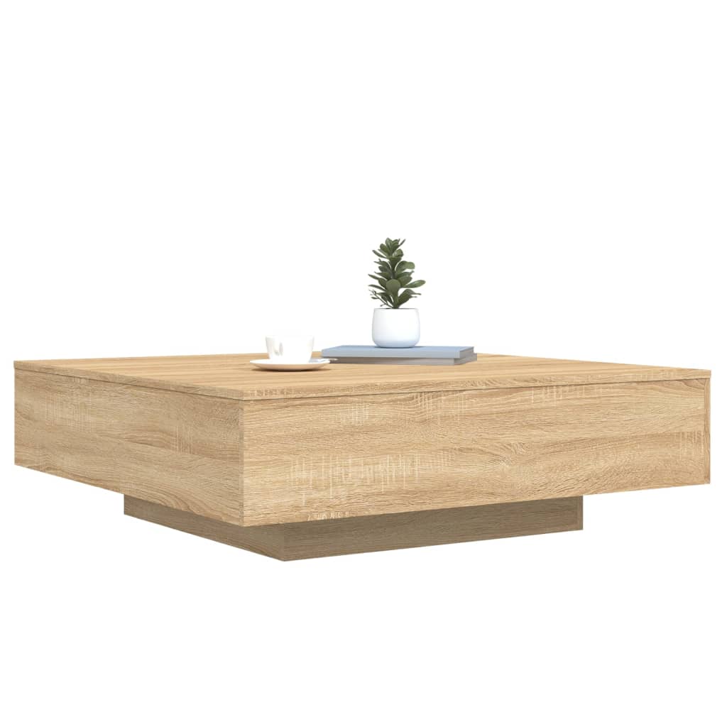 Table basse avec lumières LED chêne sonoma 100x100x31 cm - XIOS