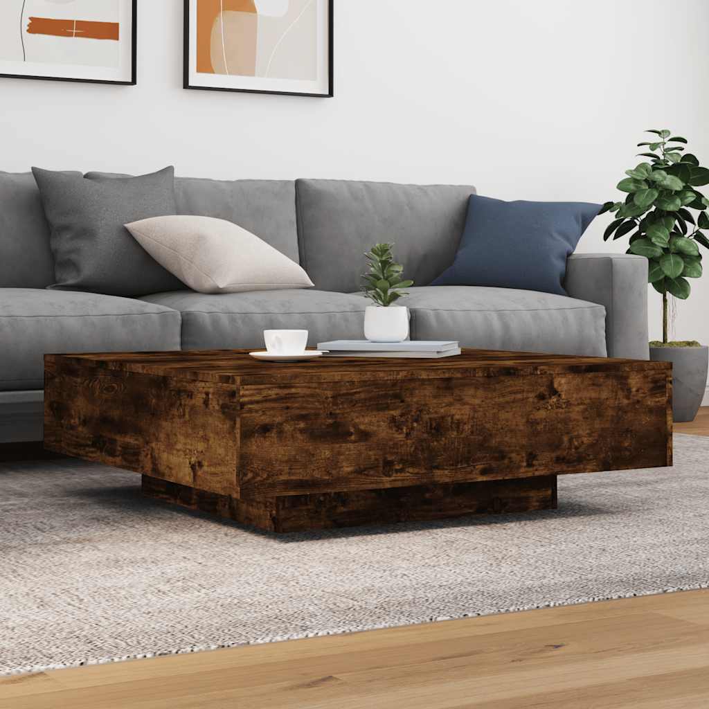 Table basse avec lumières LED chêne fumé 100x100x31 cm - XIOS