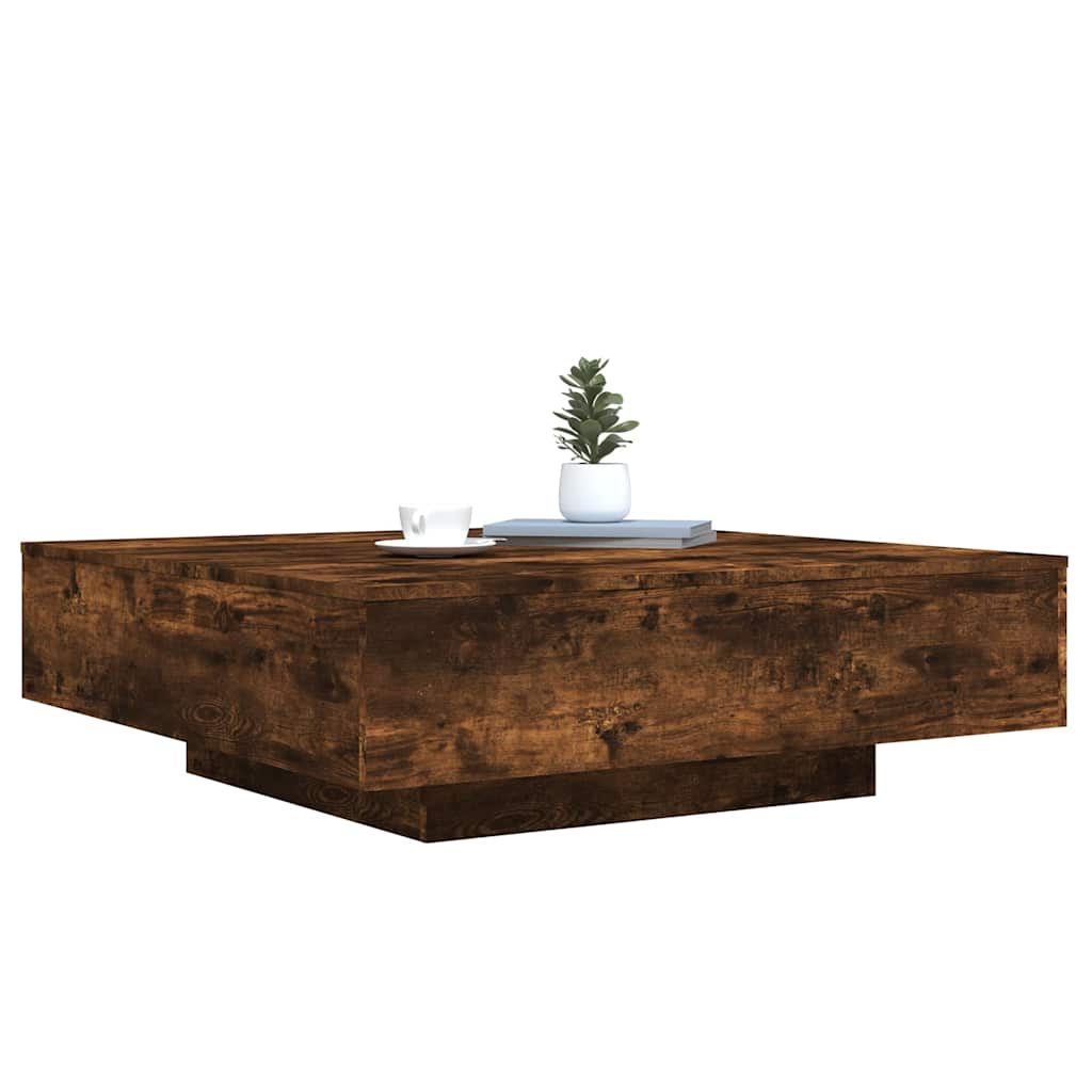 Table basse avec lumières LED chêne fumé 100x100x31 cm - XIOS