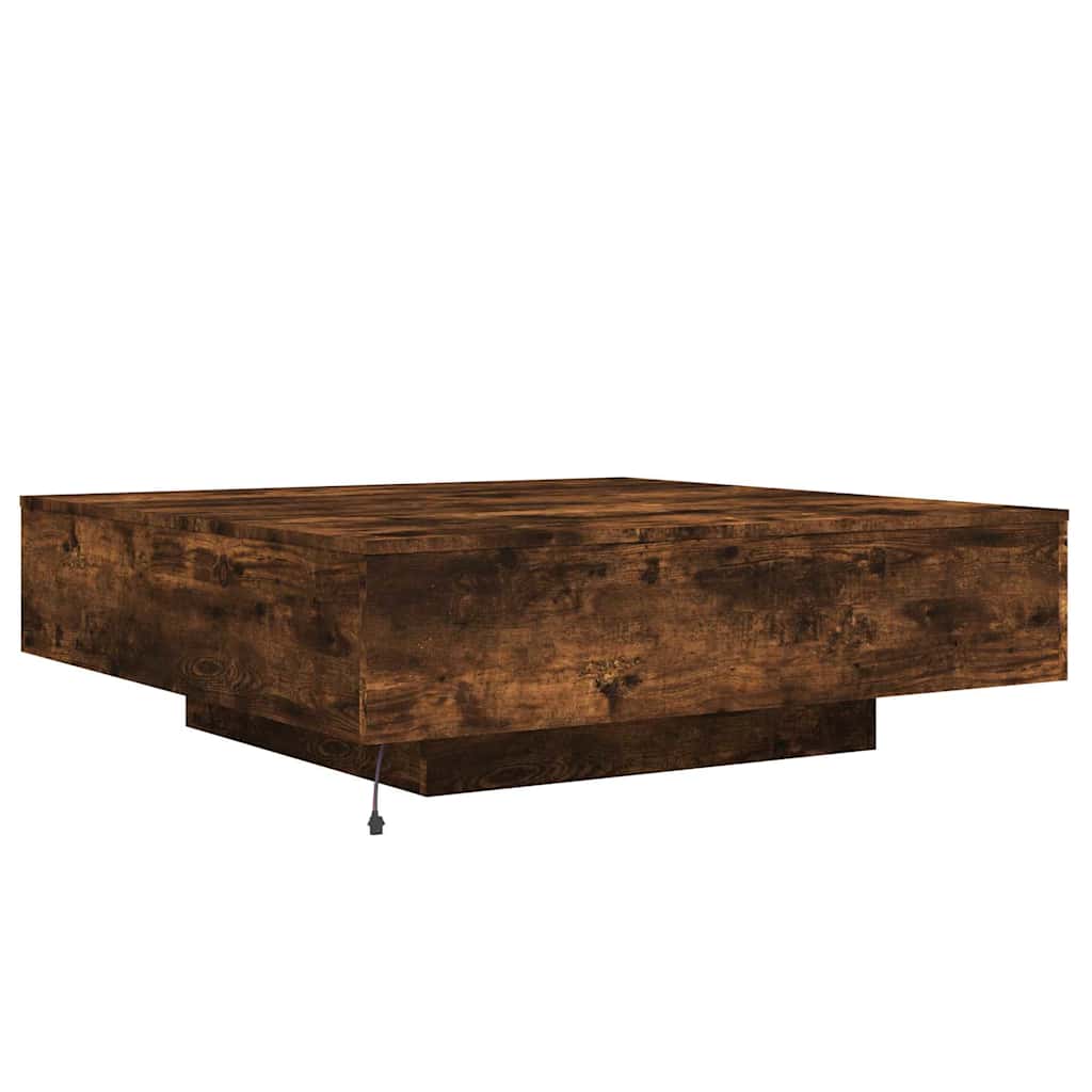 Table basse avec lumières LED chêne fumé 100x100x31 cm - XIOS