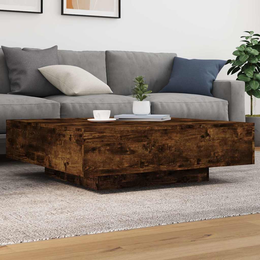 Table basse avec lumières LED chêne fumé 100x100x31 cm - XIOS