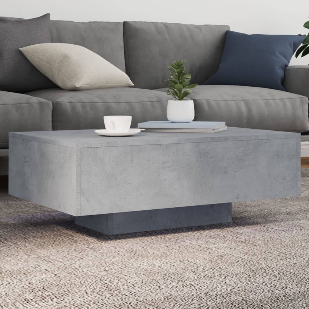 Table basse avec lumières LED gris béton 85x55x31 cm - XIOS