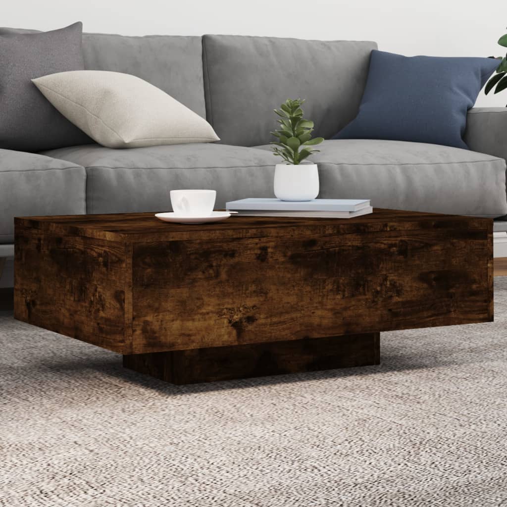 Table basse avec lumières LED chêne fumé 85x55x31 cm - XIOS