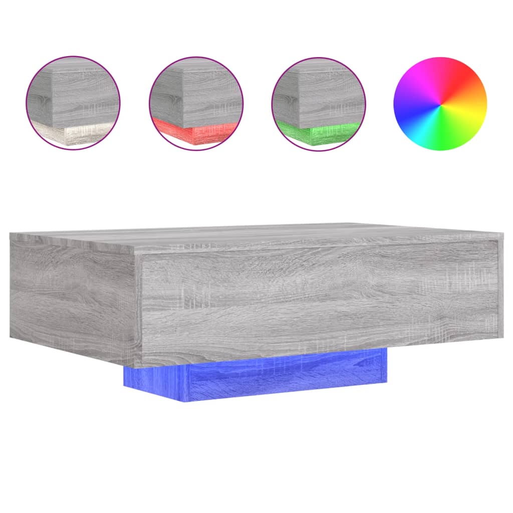 Table basse avec lumières LED sonoma gris 85x55x31 cm - XIOS