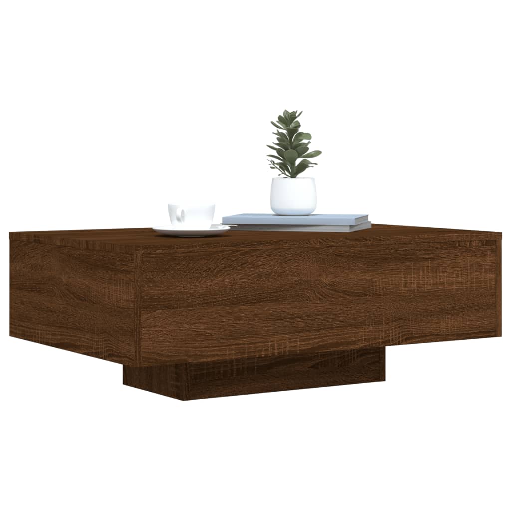 Table basse avec lumières LED chêne marron 85x55x31 cm - XIOS