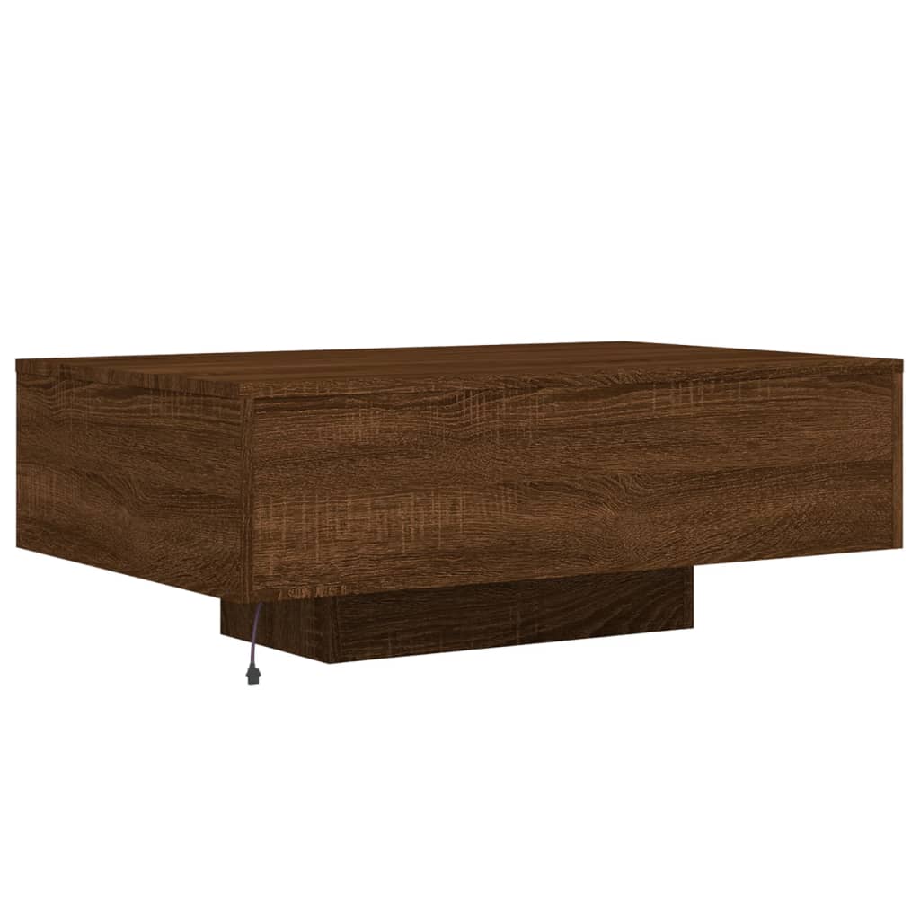 Table basse avec lumières LED chêne marron 85x55x31 cm - XIOS