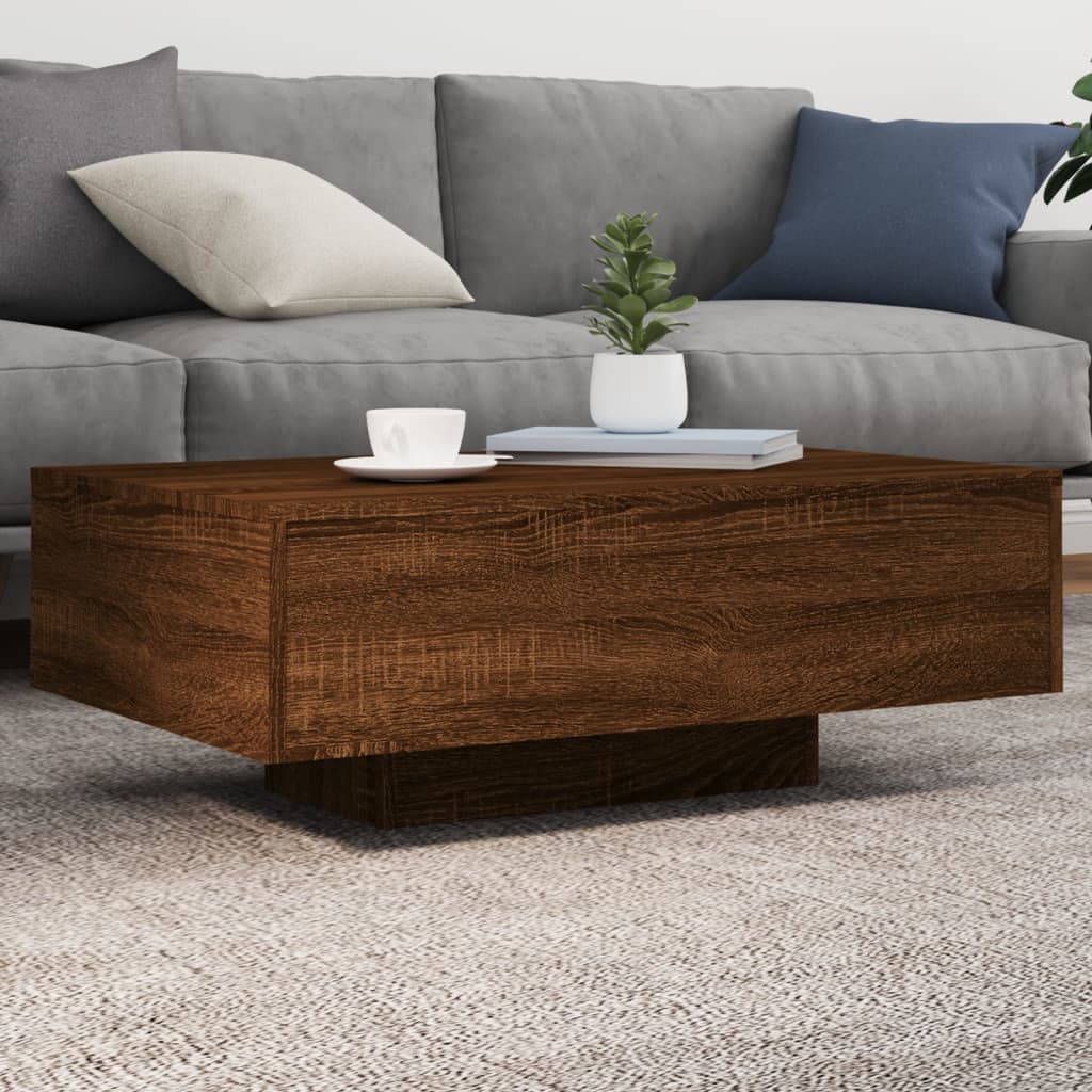 Table basse avec lumières LED chêne marron 85x55x31 cm - XIOS