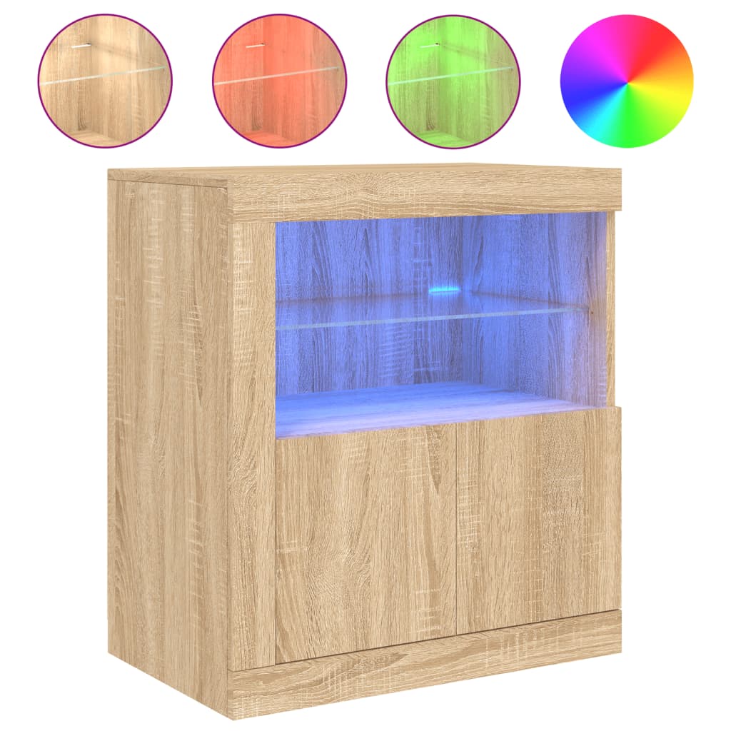 Buffet avec lumières LED chêne sonoma 60,5x37x67 cm - XIOS