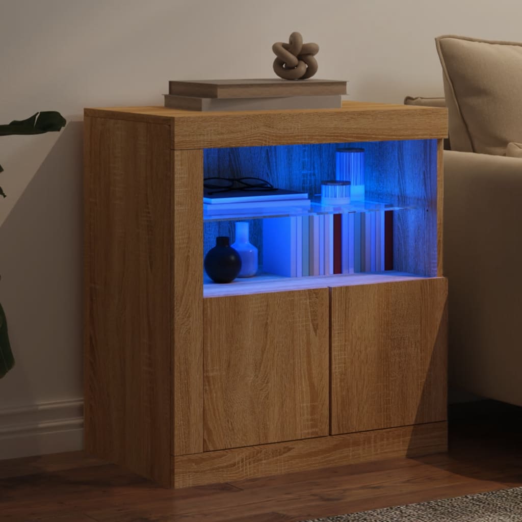 Buffet avec lumières LED chêne sonoma 60,5x37x67 cm - XIOS