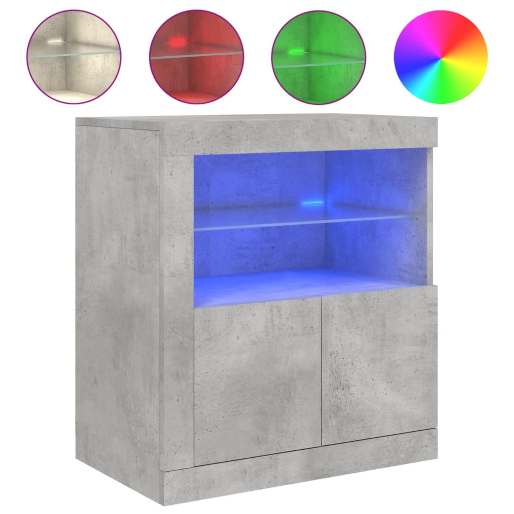 Buffet avec lumières LED gris béton 60,5x37x67 cm - XIOS