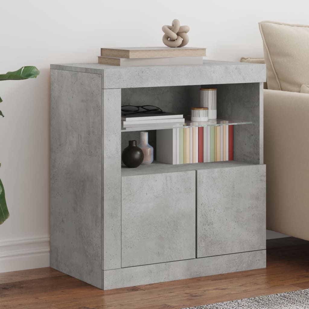 Buffet avec lumières LED gris béton 60,5x37x67 cm - XIOS