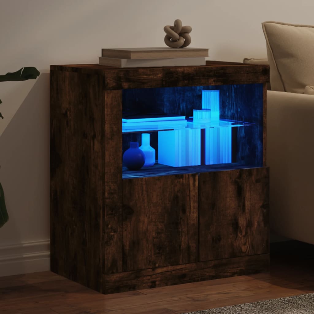 Buffet avec lumières LED chêne fumé 60,5x37x67 cm - XIOS