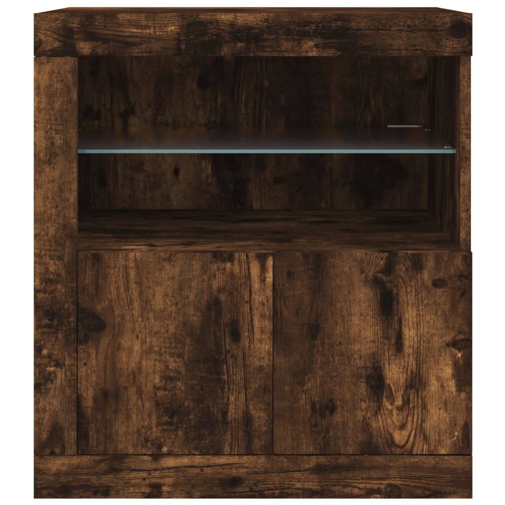 Buffet avec lumières LED chêne fumé 60,5x37x67 cm - XIOS