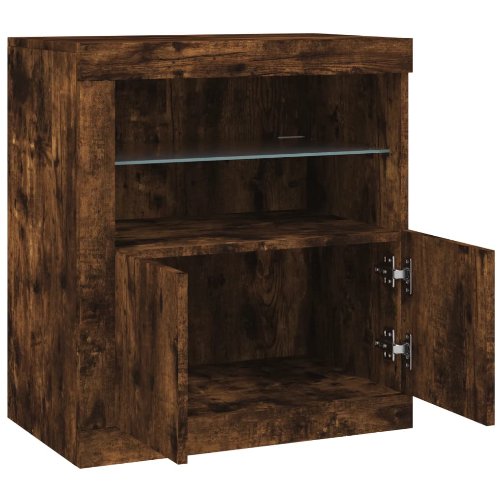 Buffet avec lumières LED chêne fumé 60,5x37x67 cm - XIOS