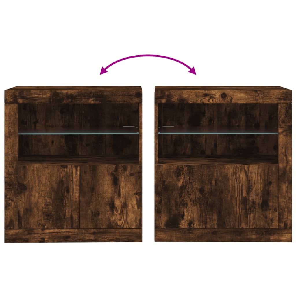 Buffet avec lumières LED chêne fumé 60,5x37x67 cm - XIOS