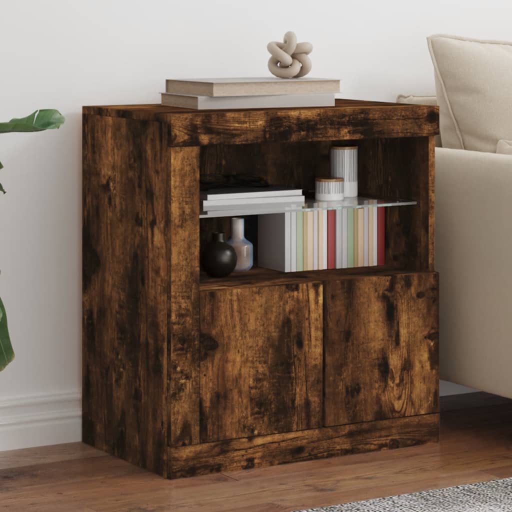 Buffet avec lumières LED chêne fumé 60,5x37x67 cm - XIOS