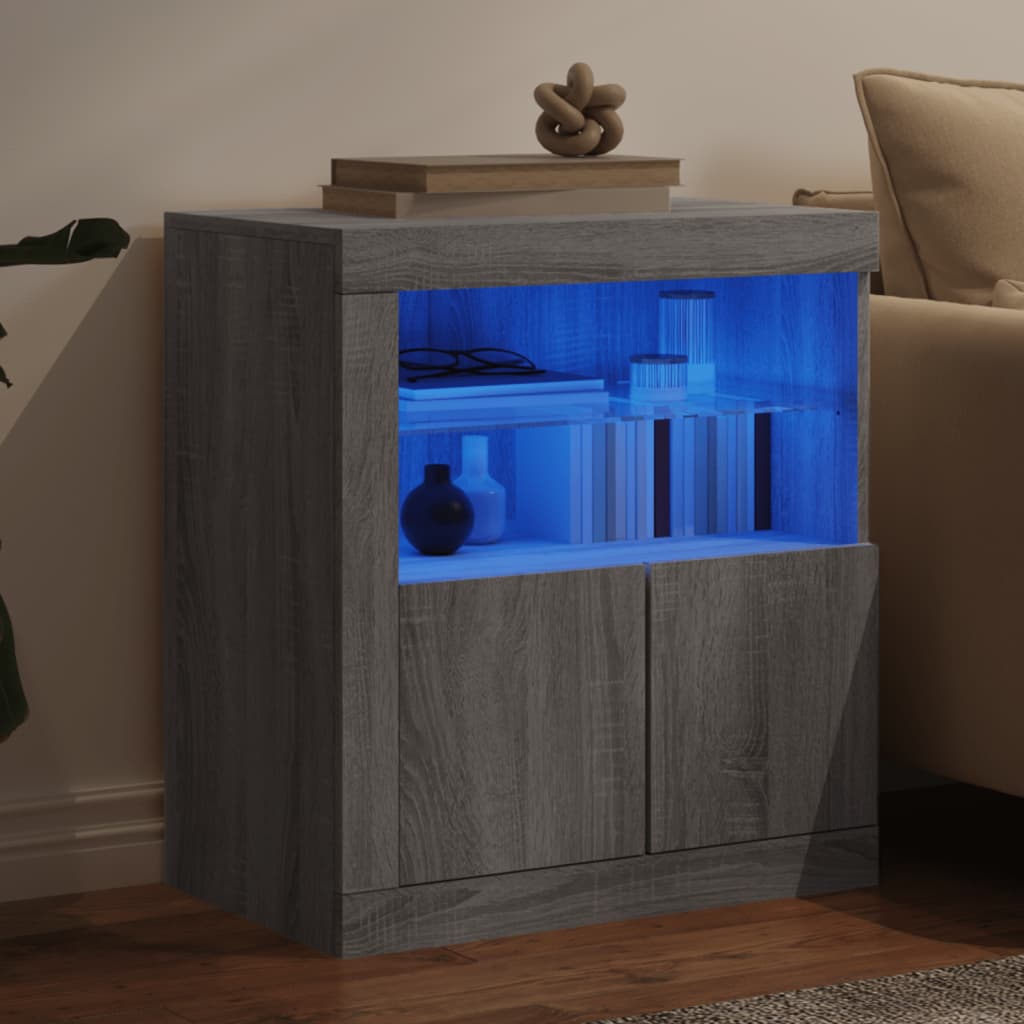 Buffet avec lumières LED sonoma gris 60,5x37x67 cm - XIOS