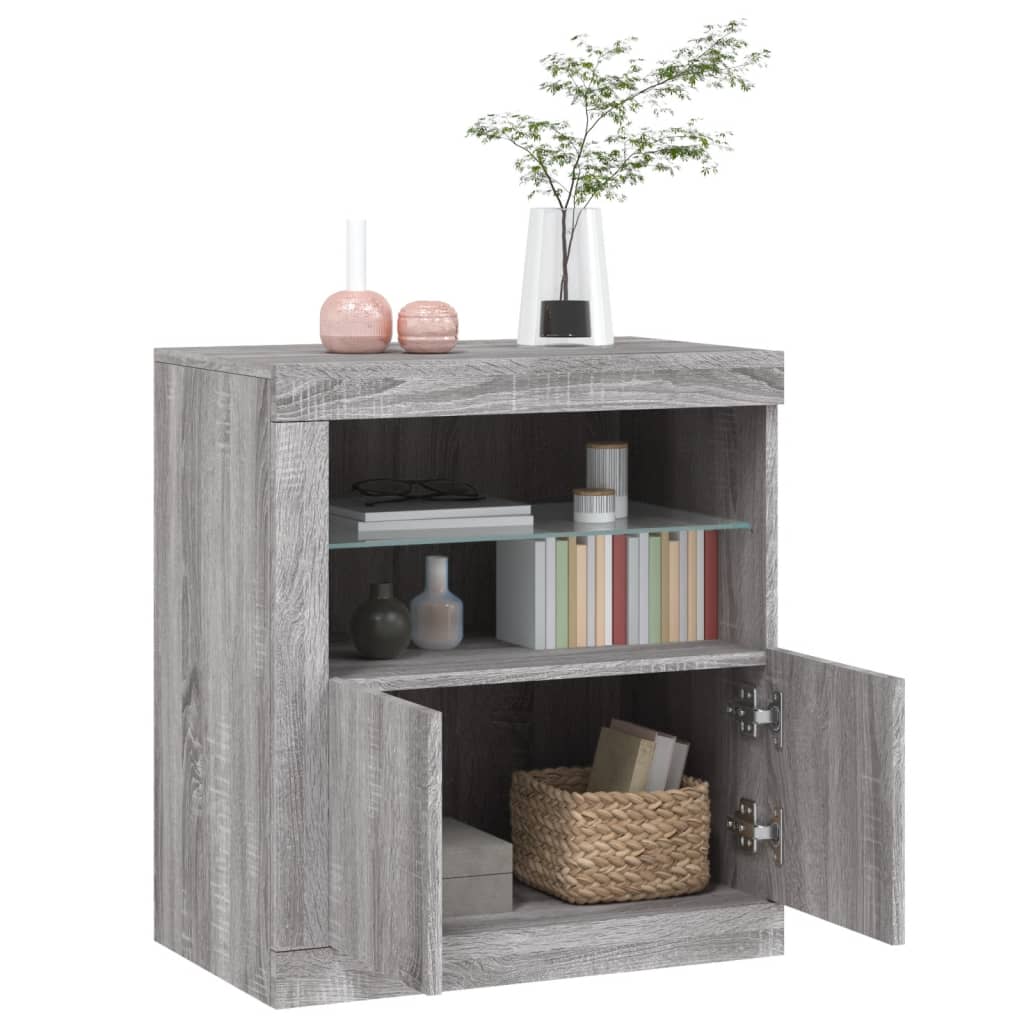 Buffet avec lumières LED sonoma gris 60,5x37x67 cm - XIOS