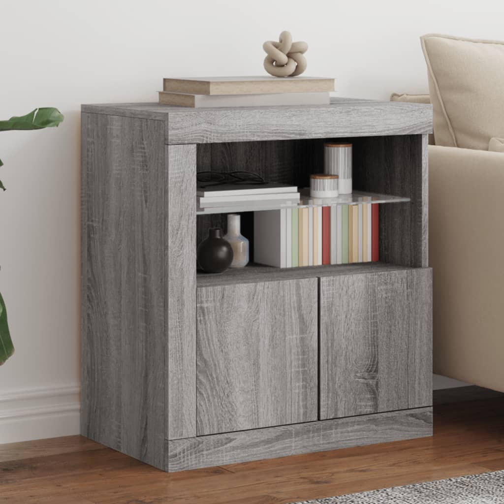 Buffet avec lumières LED sonoma gris 60,5x37x67 cm - XIOS