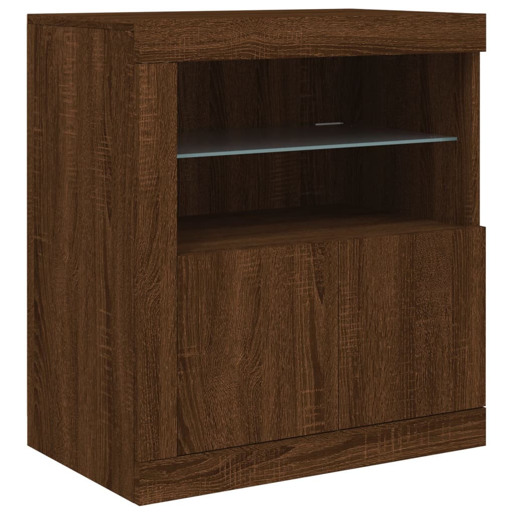 Buffet avec lumières LED chêne marron 60,5x37x67 cm - XIOS