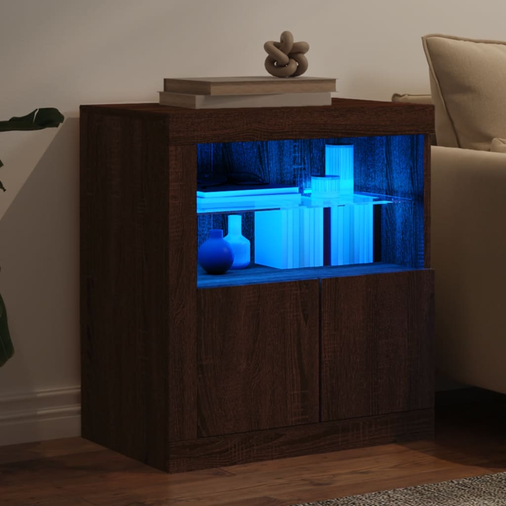 Buffet avec lumières LED chêne marron 60,5x37x67 cm - XIOS