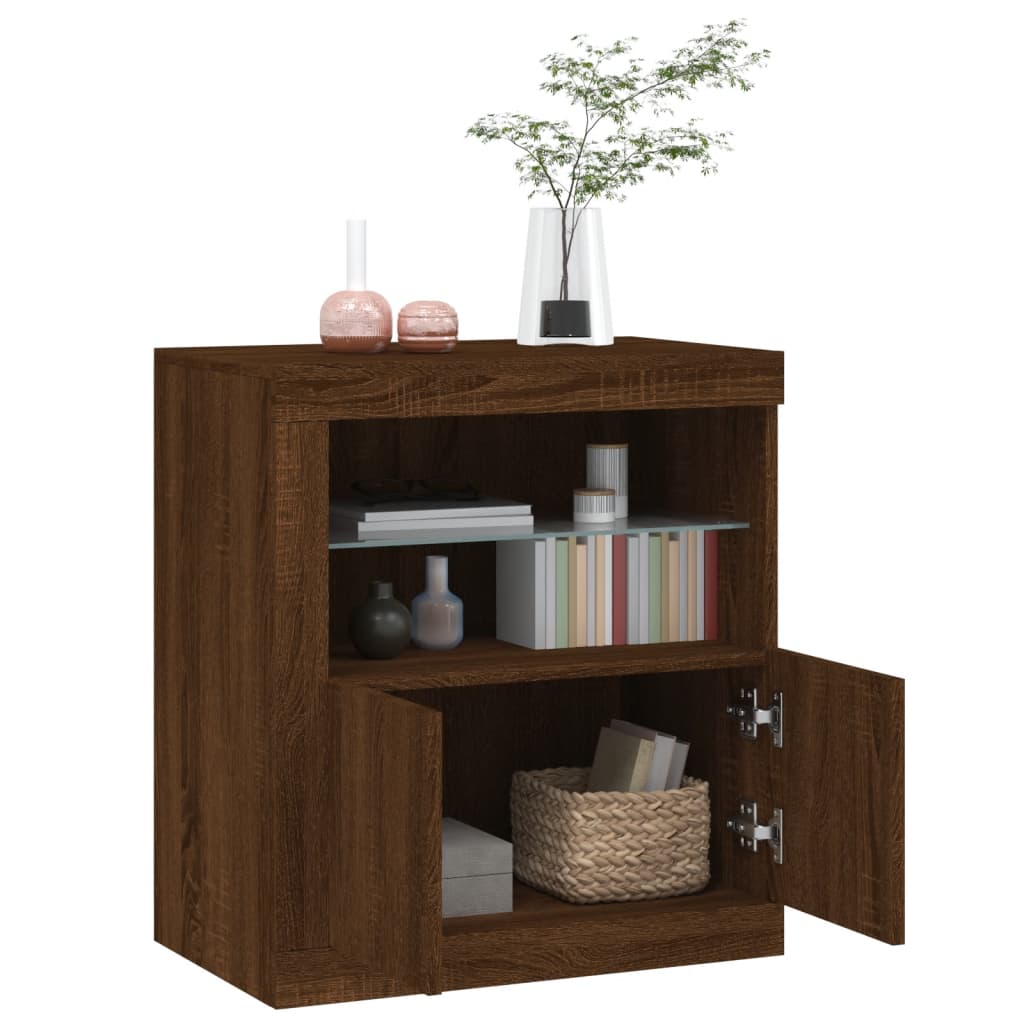 Buffet avec lumières LED chêne marron 60,5x37x67 cm - XIOS