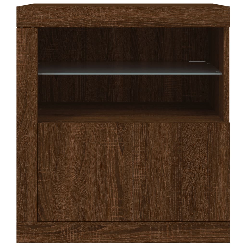 Buffet avec lumières LED chêne marron 60,5x37x67 cm - XIOS