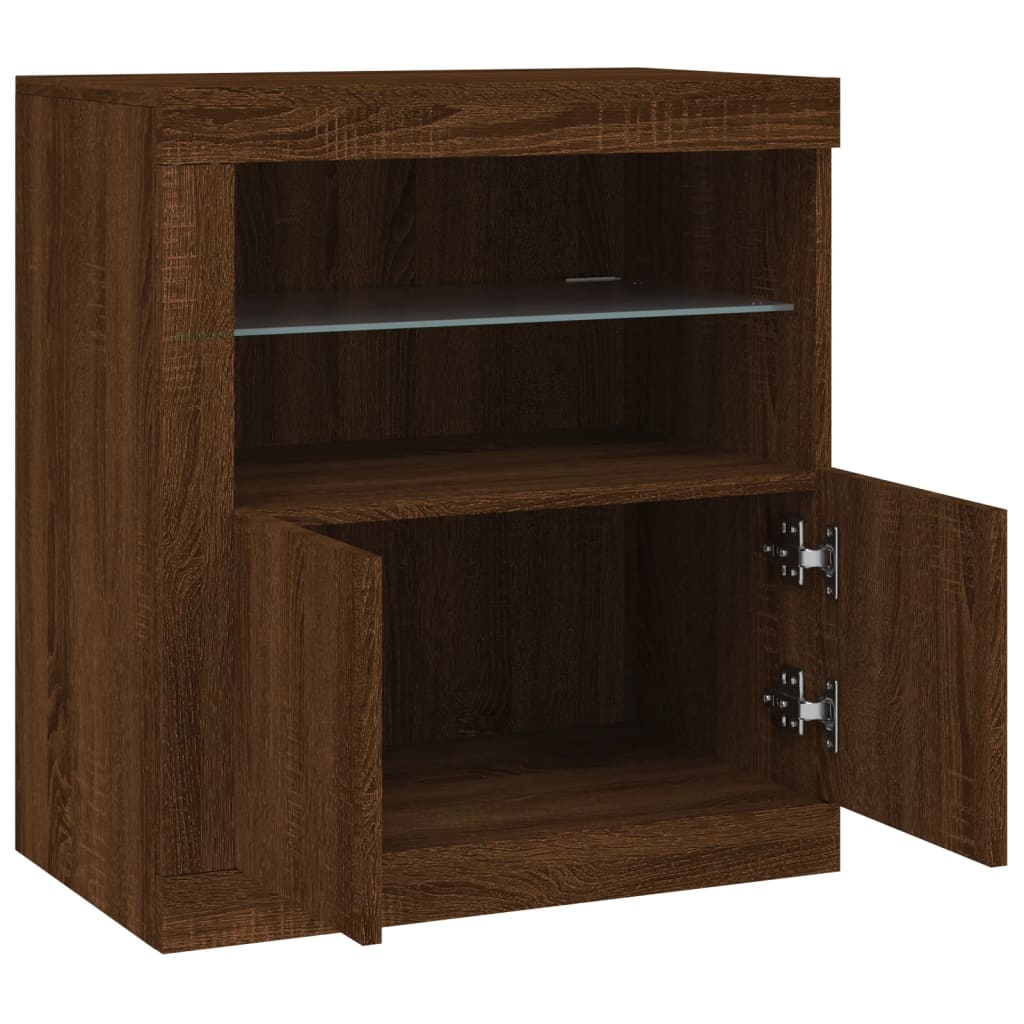 Buffet avec lumières LED chêne marron 60,5x37x67 cm - XIOS